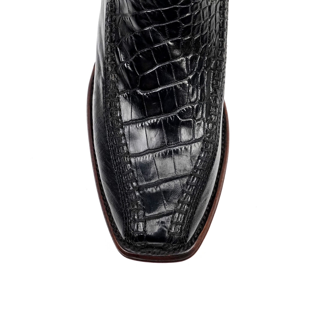 Alligator Belly Black Zip Boots - Narrow Square Toe (FLO22) - Gomez Western Wear