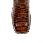 Alligator Belly Choco Cowboy Boots - Embossed Leather - Square Toe (E423) - Gomez Western Wear