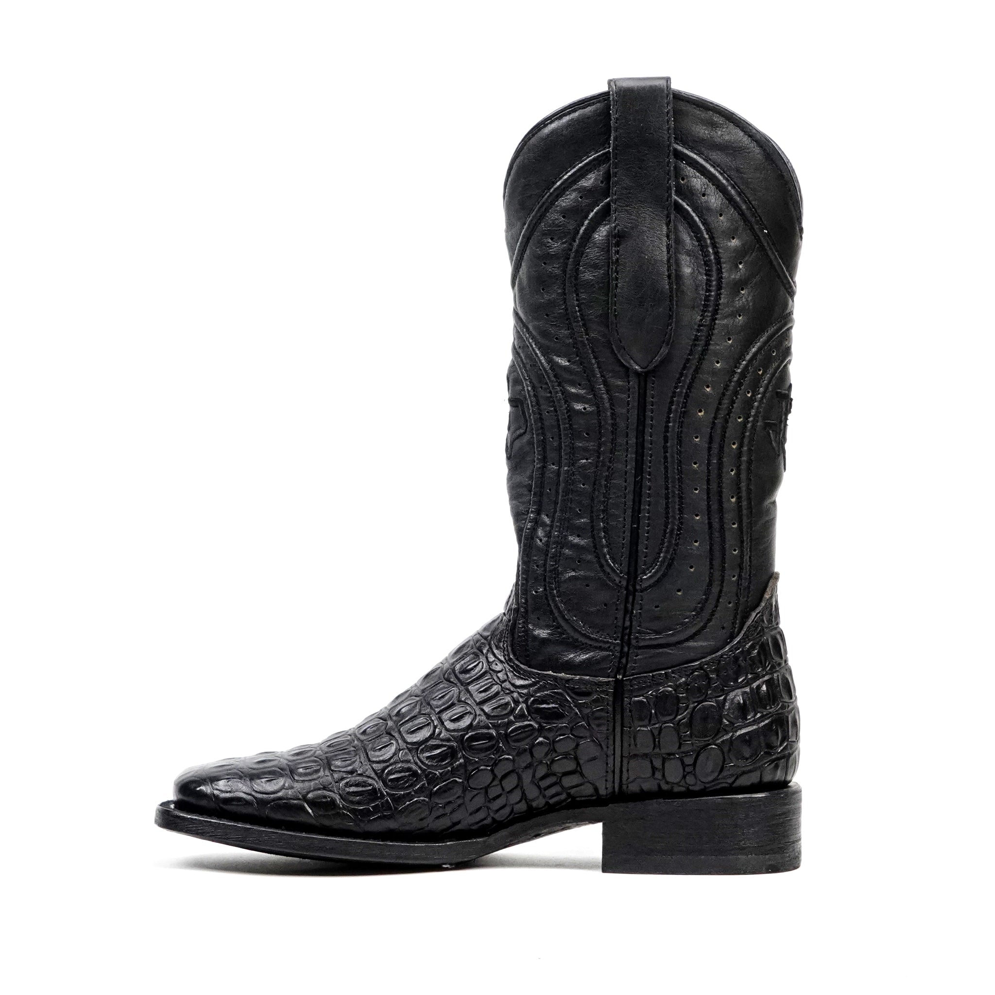 小物 NEIGHBORHOOD Leather Boa Groves BLACK Alligator Hornback Black Boots - Embossed Leather - Square Toe