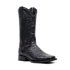 Alligator Hornback Black Boots - Embossed Leather - Square Toe (E911) - Gomez Western Wear