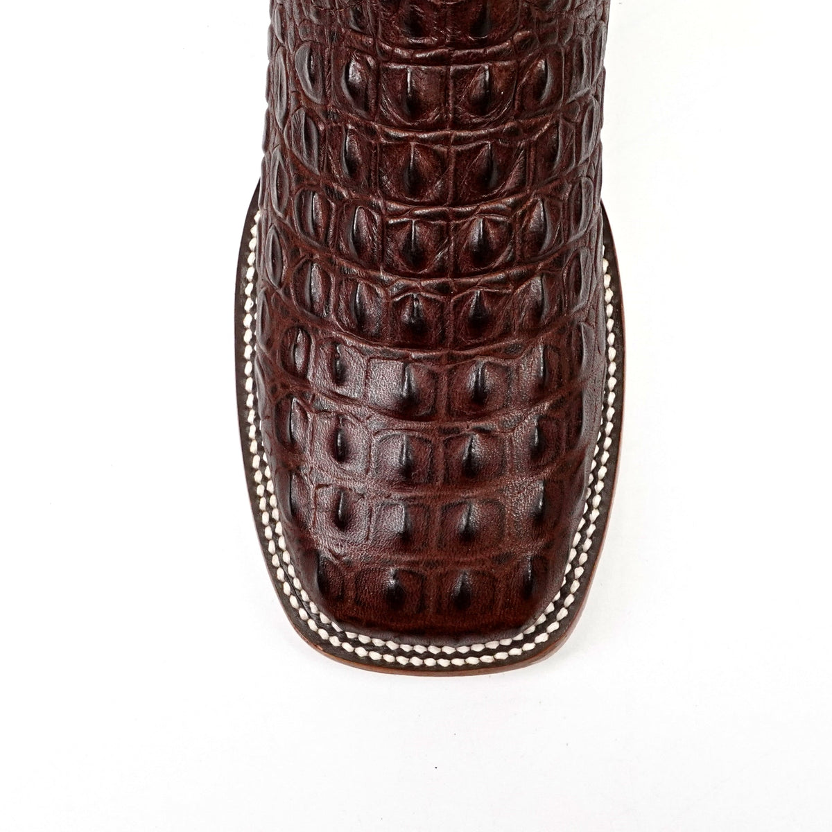 Alligator Hornback Dark Pecan Boots - Embossed Leather - Square Toe (E957) - Gomez Western Wear