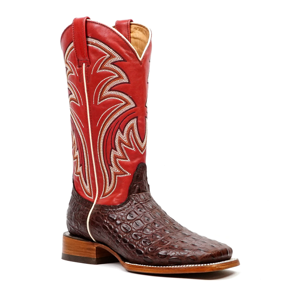 Alligator Hornback Dark Pecan Boots - Embossed Leather - Square Toe (E957) - Gomez Western Wear