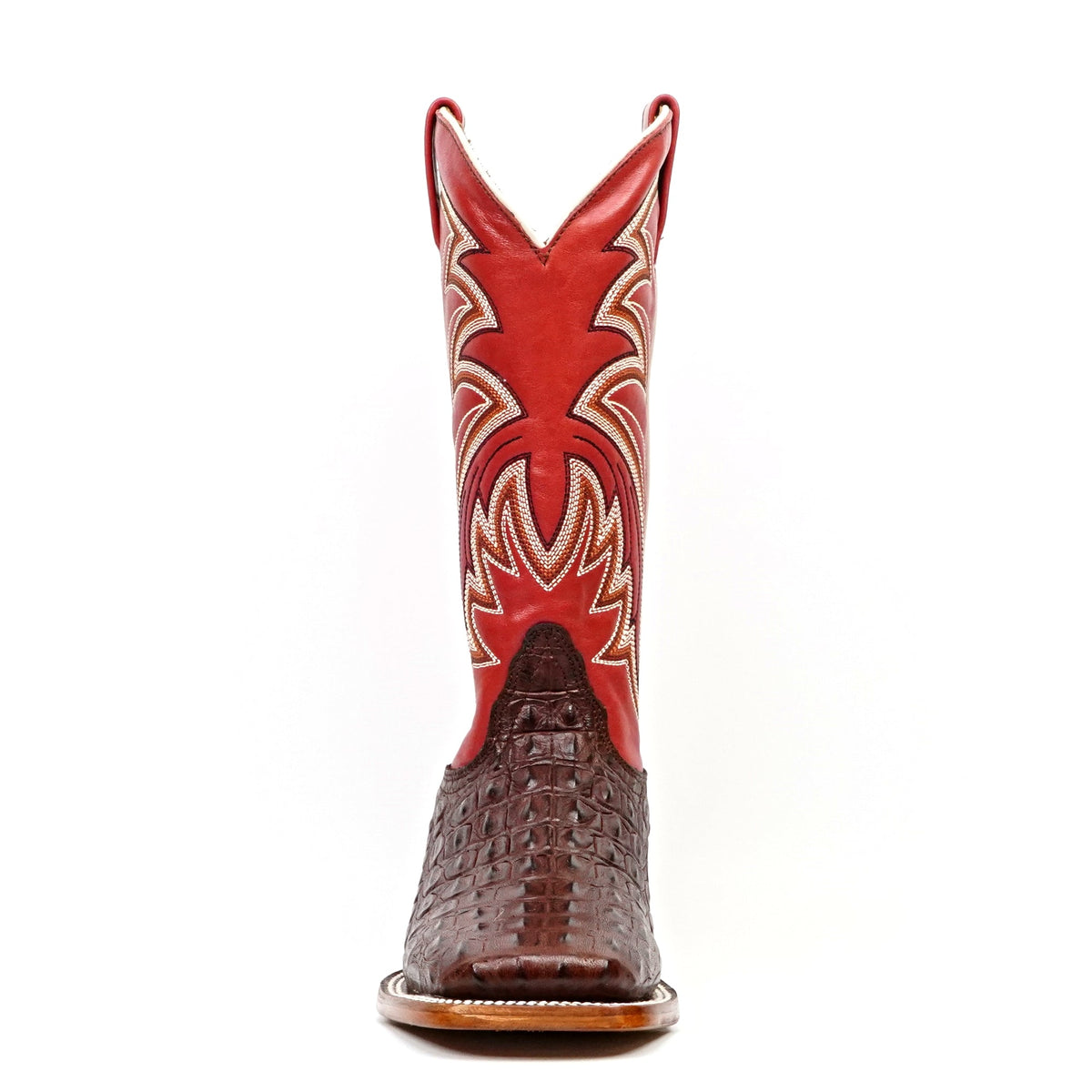 Alligator Hornback Dark Pecan Boots - Embossed Leather - Square Toe (E957) - Gomez Western Wear