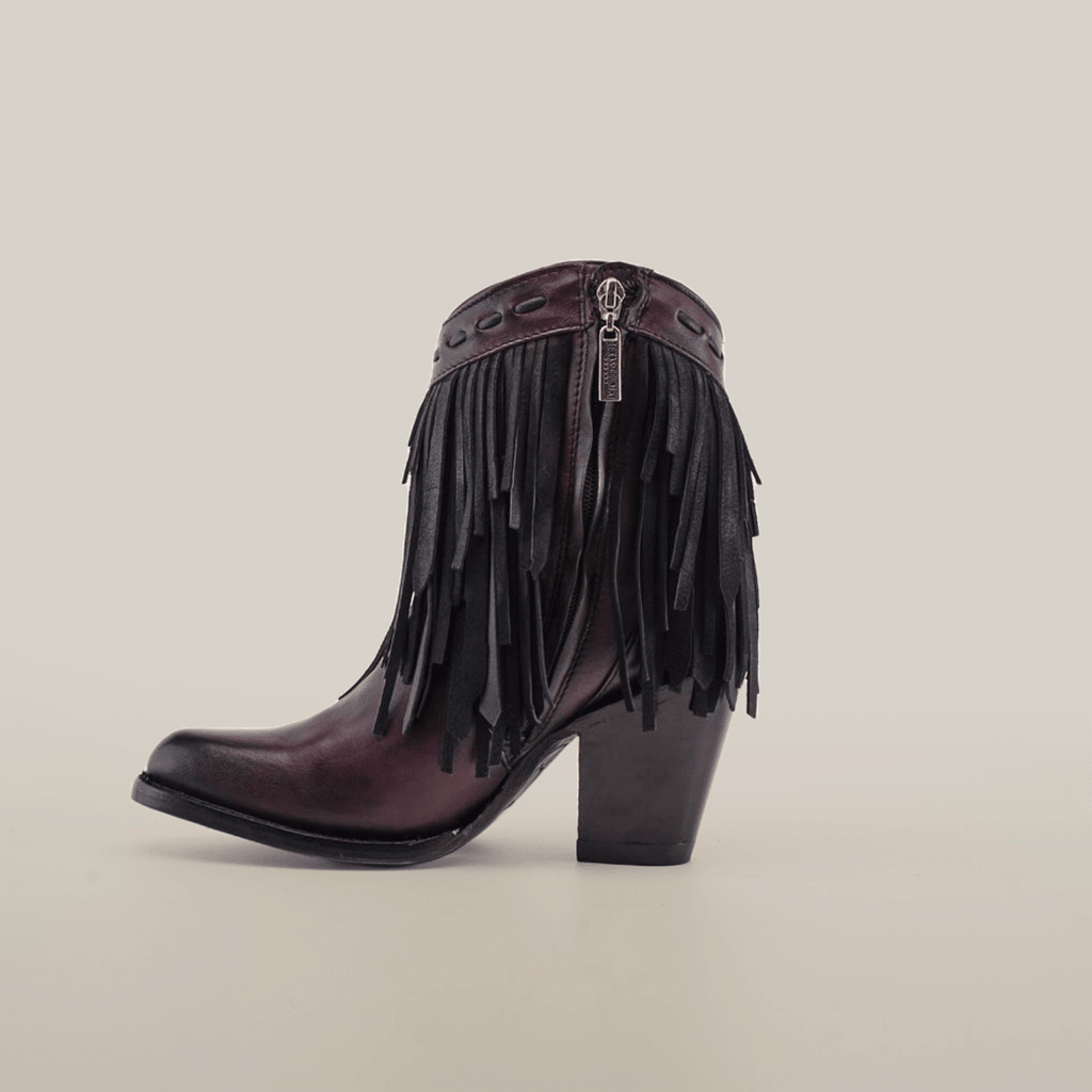 Austin Fringe Bootie Wine - J Toe - Gomez Western Wear