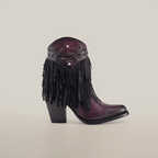 Austin Fringe Bootie Wine - J Toe - Gomez Western Wear