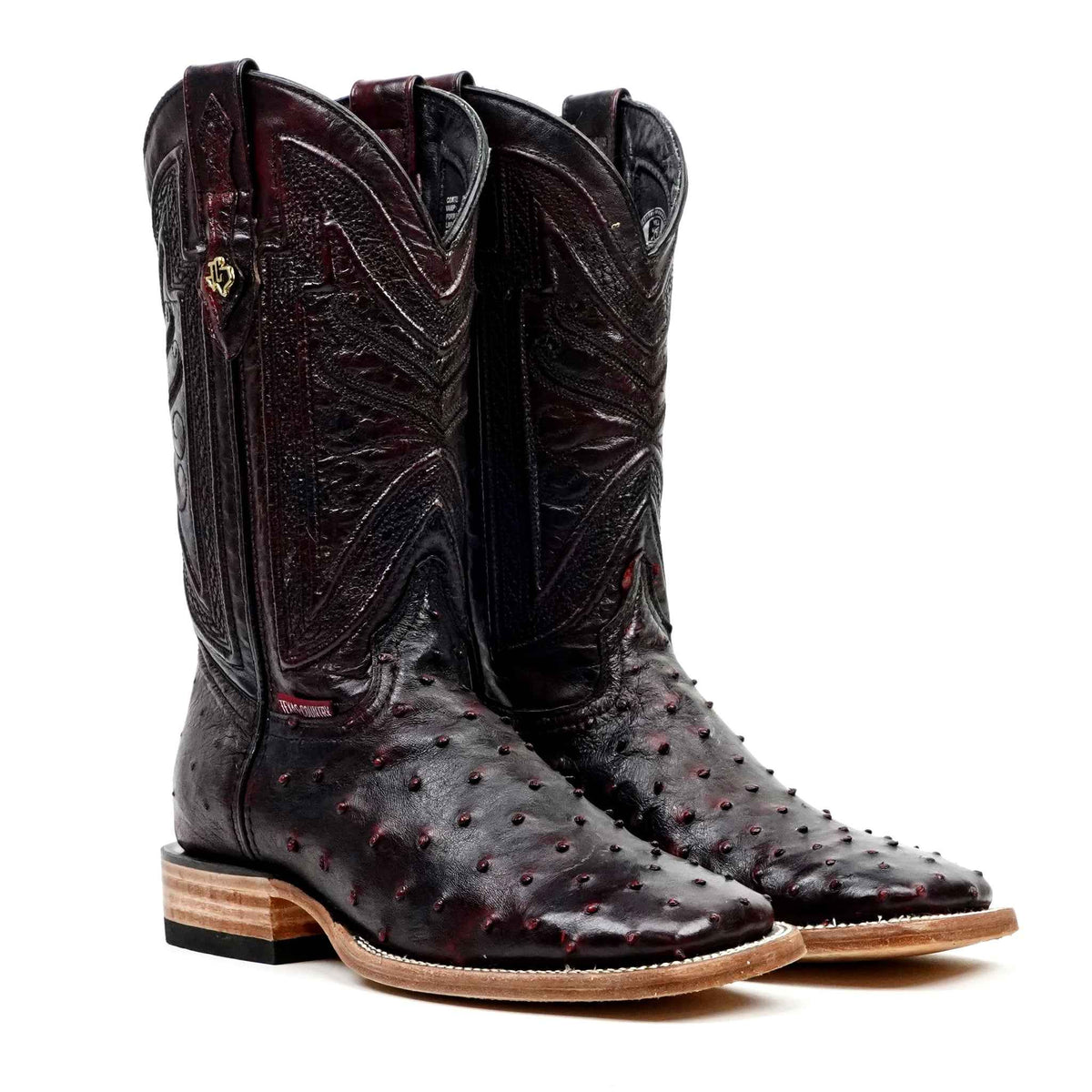 Austin Ostrich Boots - Black Cherry - Square Toe (AV20) - Gomez Western Wear