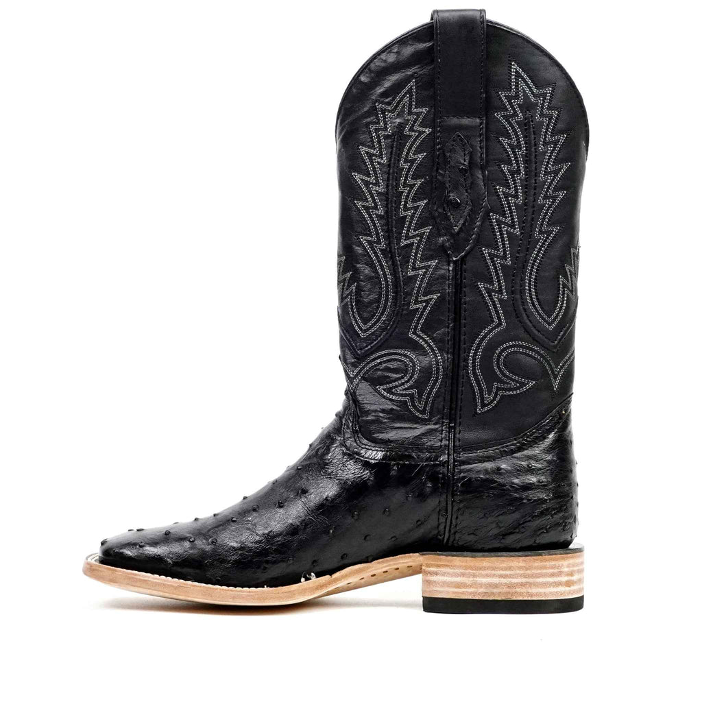 Austin Ostrich Boots - Black - Square Toe (AV20) - Gomez Western Wear