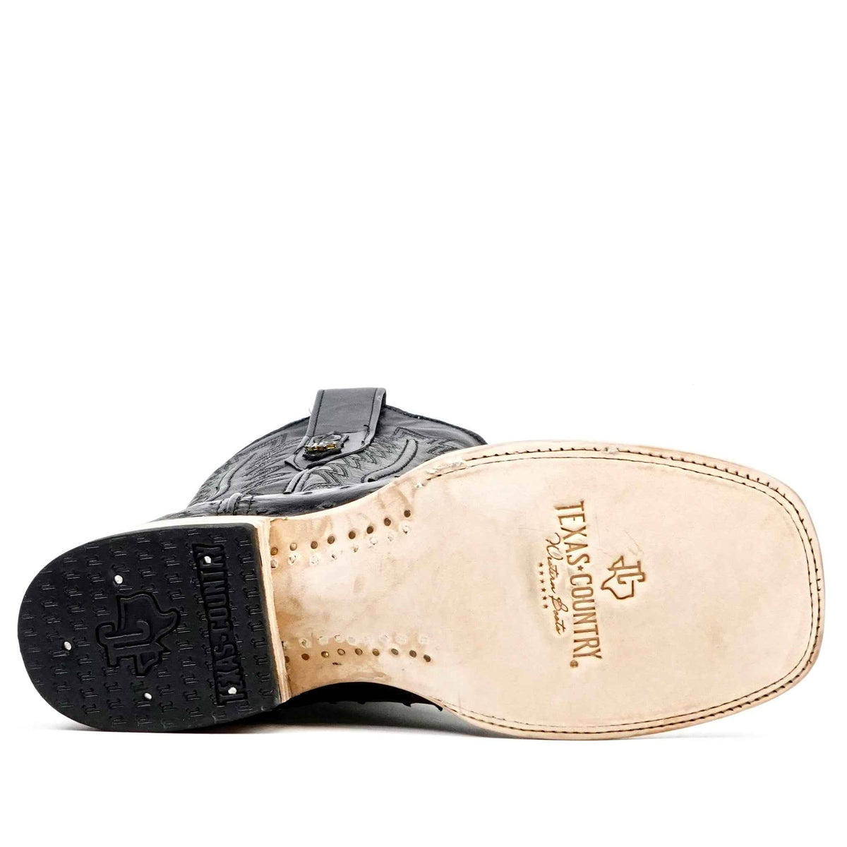Austin Ostrich Boots - Black - Square Toe (AV20) - Gomez Western Wear
