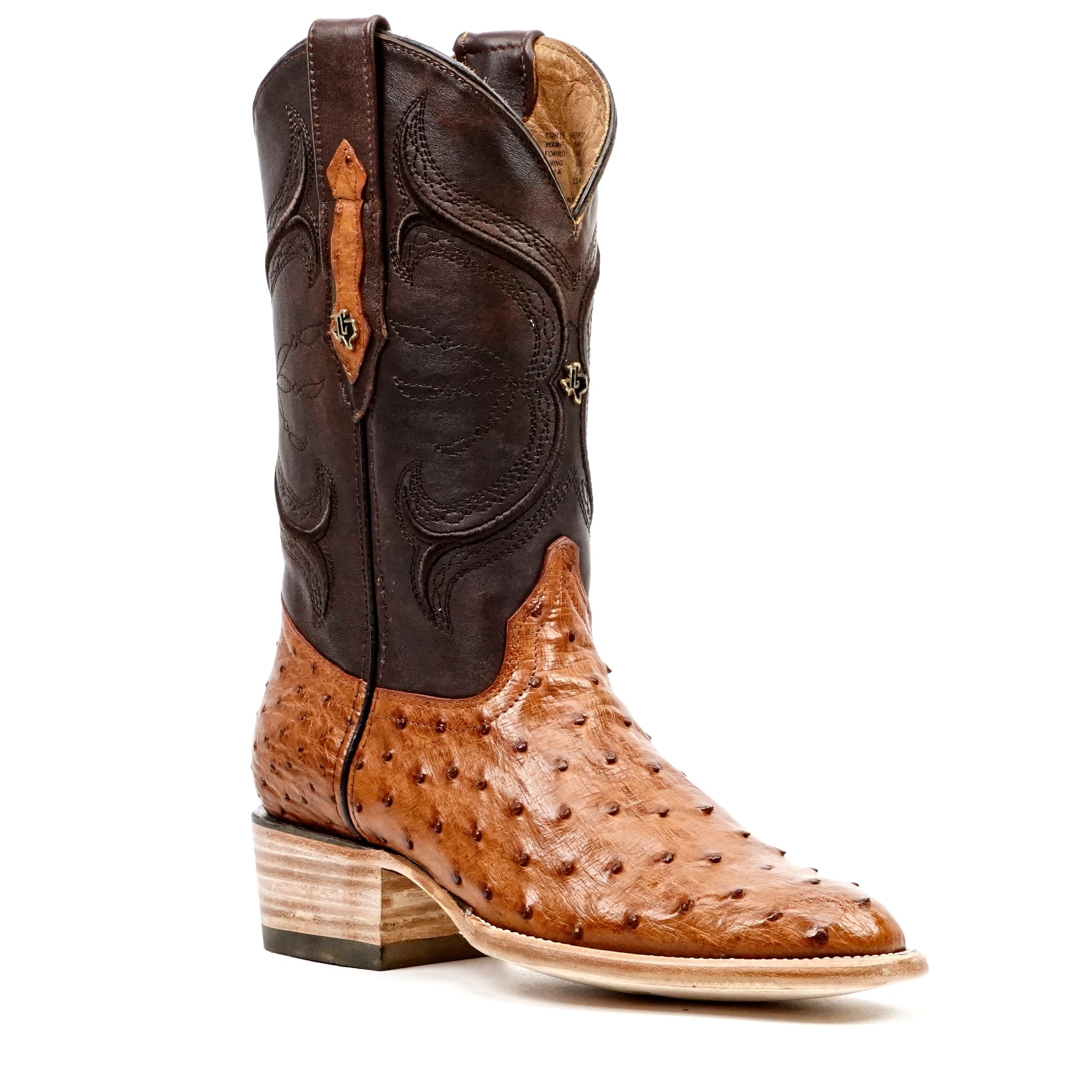 ★モレスキーシューズ OSTRICH 高級品★ Austin Ostrich Boots - Brandy - Roper Toe (AV201) - Gomez Western Wear
