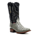 Austin Ostrich Boots - Oxford Gray - Round Toe (AV230) - Gomez Western Wear