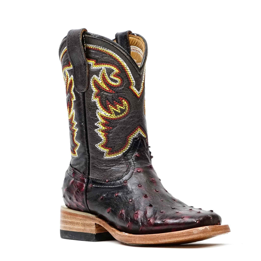 Avestruz Blackcherry / Old English Gris Oxford - Gomez Western Wear