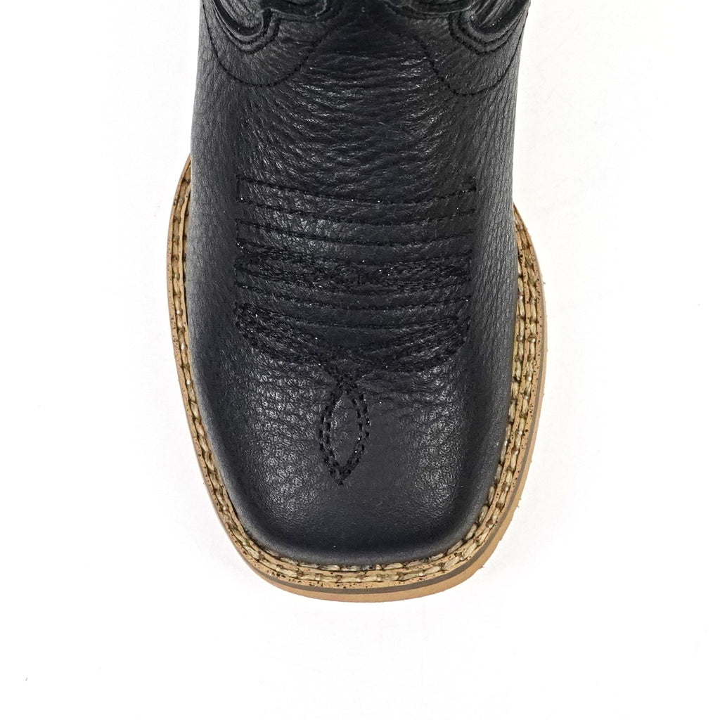 Black Leather Girls Boots - Slip-Resistant Sole - Square Toe (K862) - Gomez Western Wear