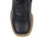 Black Leather Girls Boots - Slip-Resistant Sole - Square Toe (K862) - Gomez Western Wear