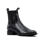 Black Snake Ankle Boots - Embossed Leather - Roper Toe (E955) - Gomez Western Wear