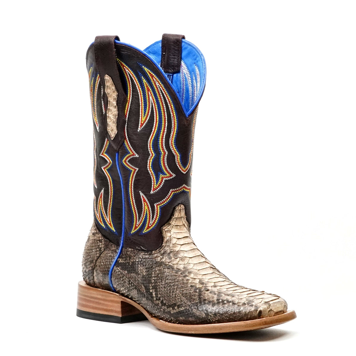 Braxton Python Boots - Taupe Natural - Square Toe