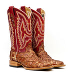 Butch Pirarucu Fish Boots - Matte Pecan - Square Toe - Gomez Western Wear