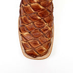 Butch Pirarucu Fish Boots - Matte Pecan - Square Toe - Gomez Western Wear