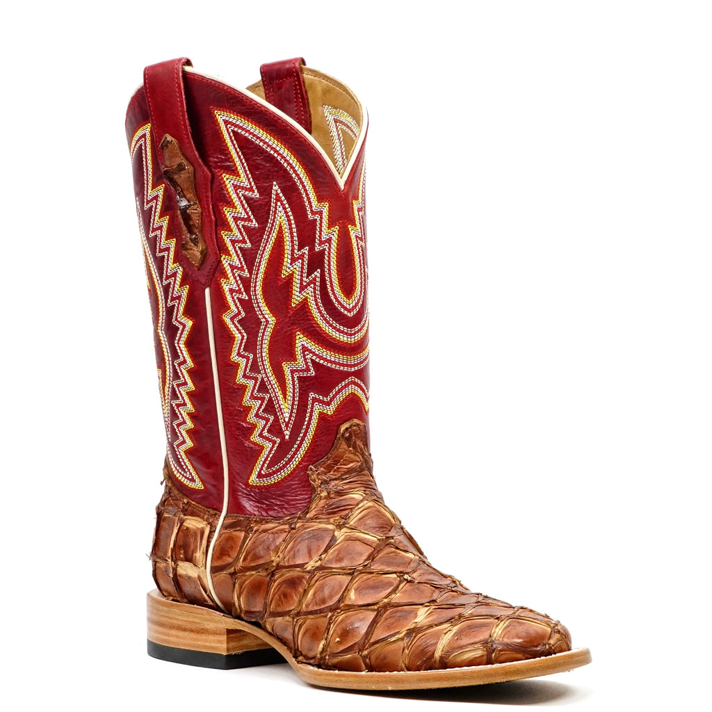 Butch Pirarucu Fish Boots - Matte Pecan - Square Toe - Gomez Western Wear