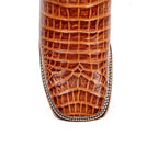 Caiman Belly Cognac Boots - Embossed Leather - Square Toe (E426) - Gomez Western Wear