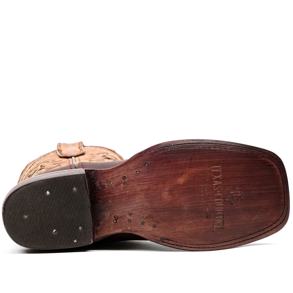Cheyenne Choco Leather Boots (Youth) - Square Toe (E29) - Gomez Western Wear