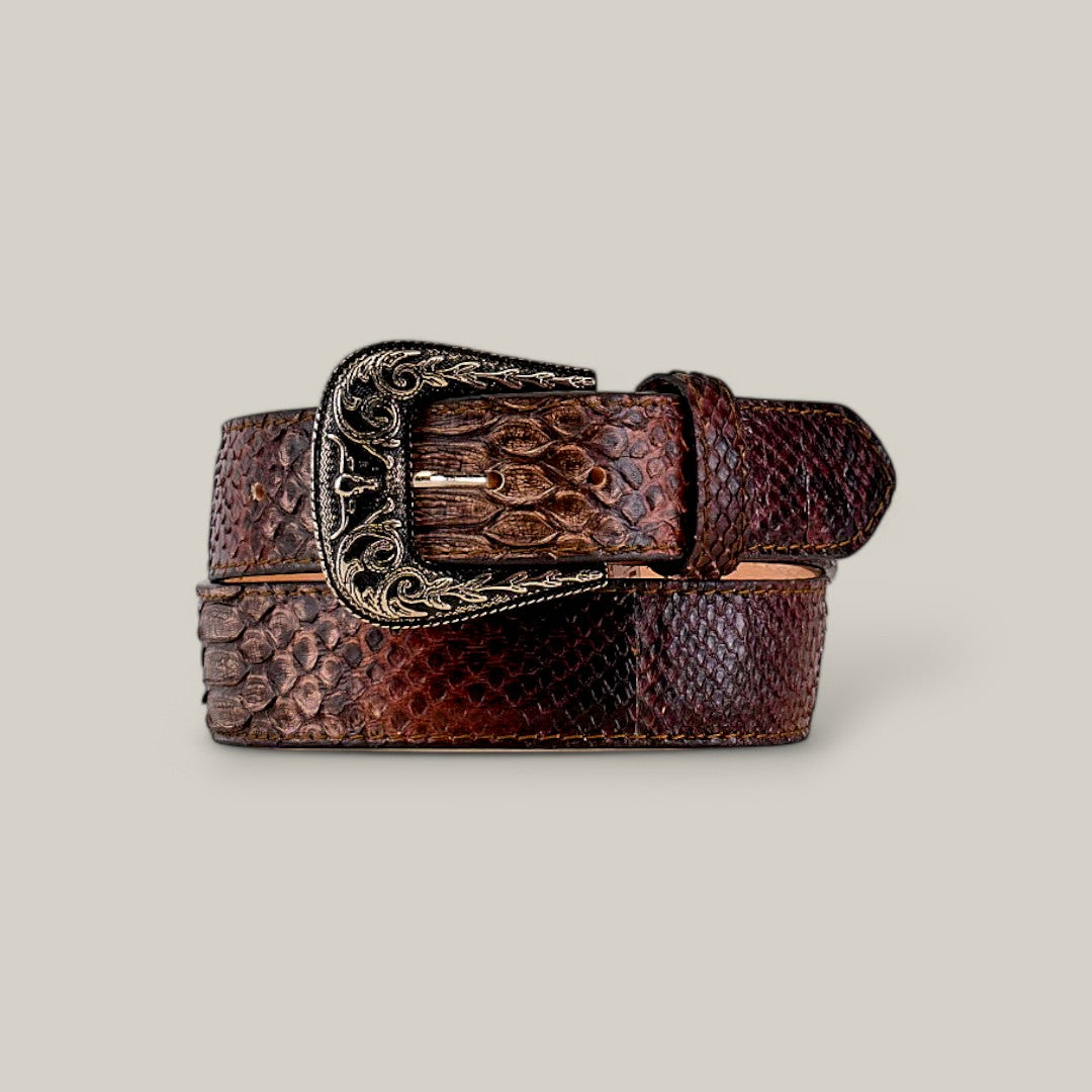 Exotic Full Quilt Python - Texas Buckle - Brown Two-Colored Belt