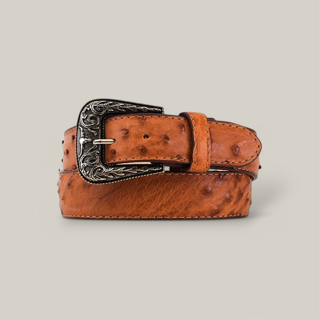 Exotic Full Quilt Ostrich - Texas Buckle - Brandy Belt 38 Exotic Full Quilt Ostrich - Texas Buckle - Brandy Belt 38