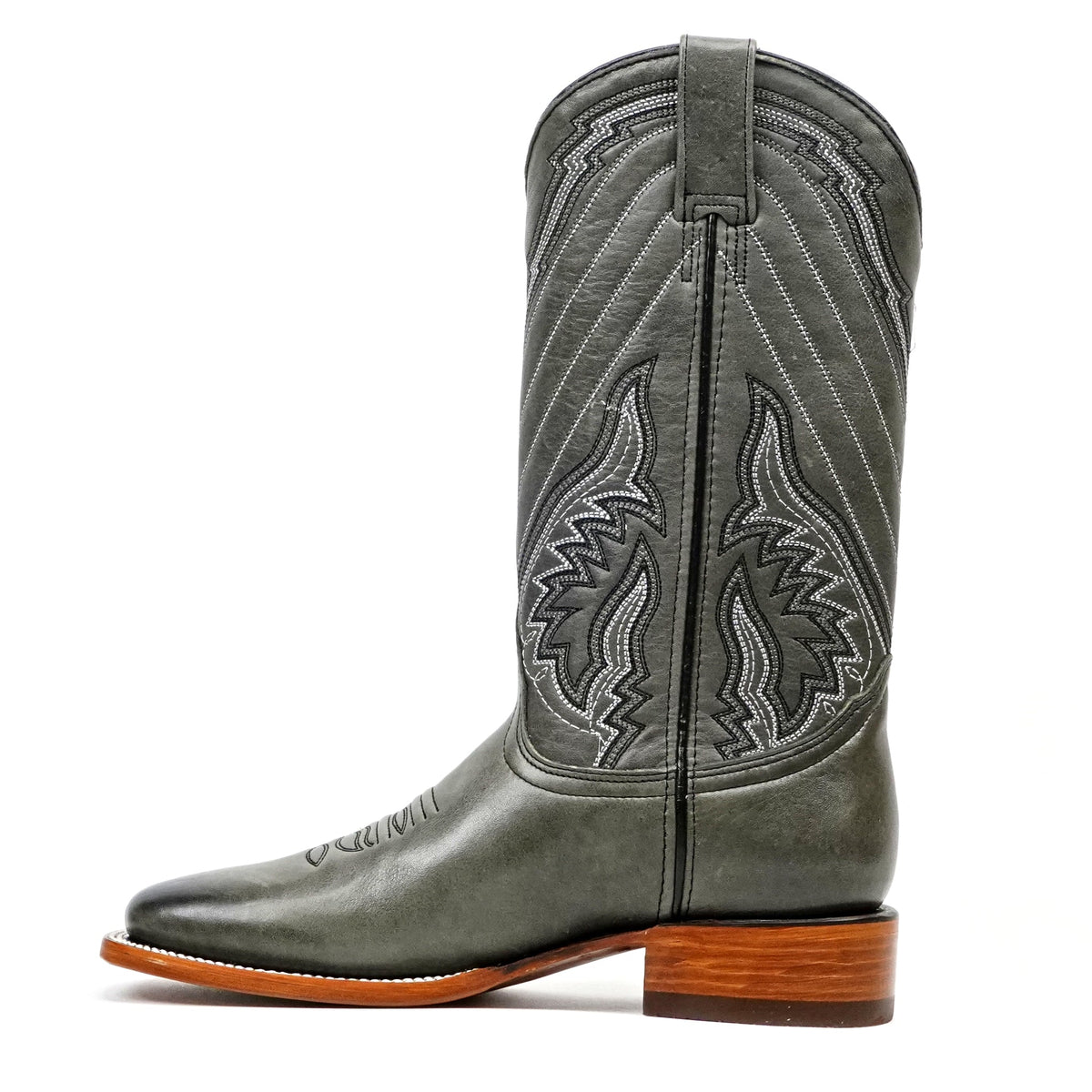 Clark Steel Gray Leather Boots - Square Toe (E961) - Gomez Western Wear