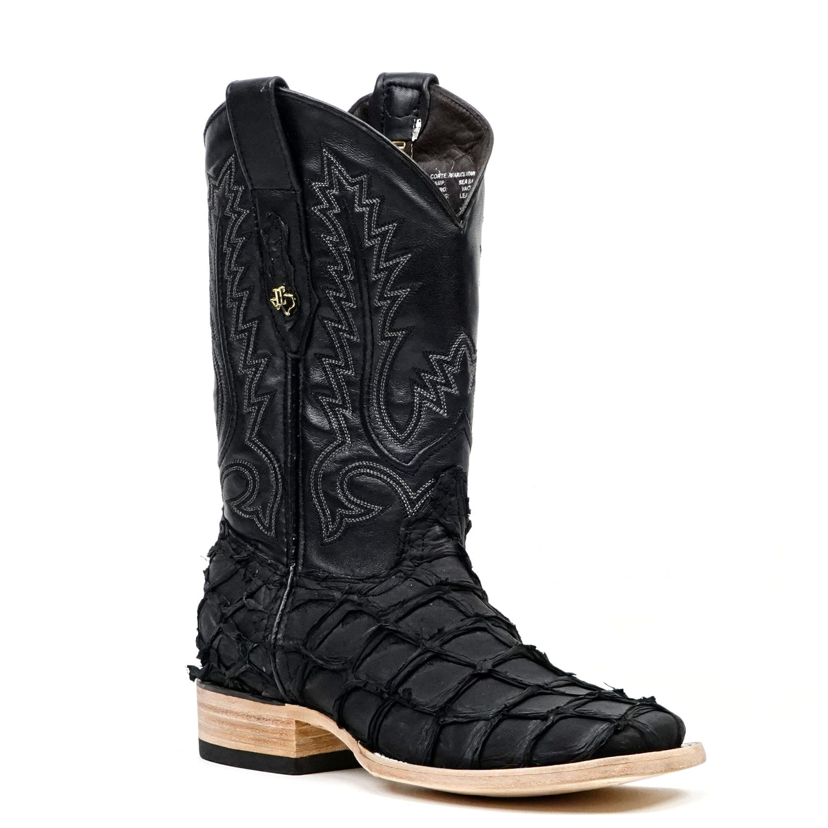 Connor Pirarucu Fish Boots - Matte Black - Square Toe (PZ60) - Gomez Western Wear