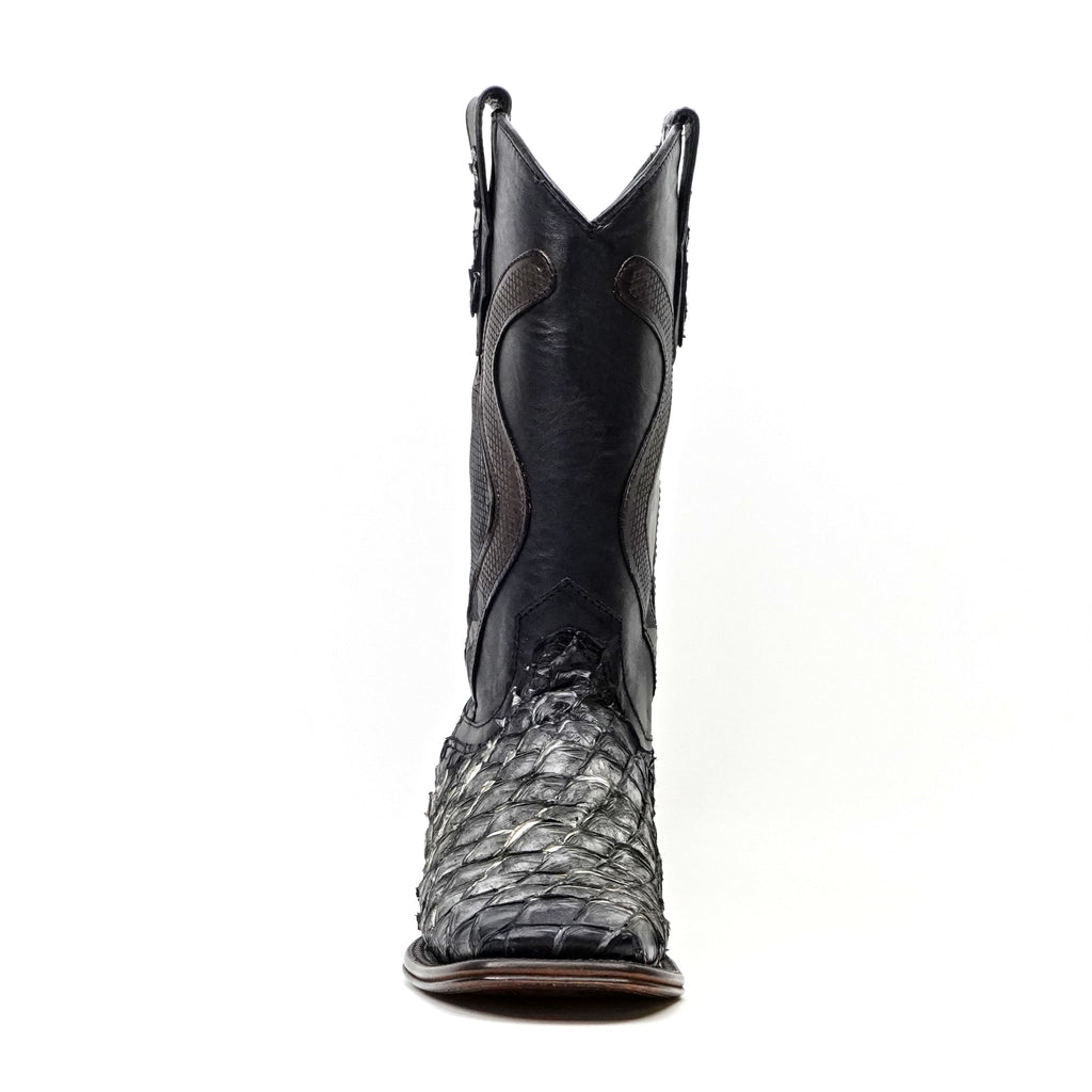 Connor Platinum Pirarucu Fish Boots (Diamond) - Newspaper - Square Toe - Gomez Western Wear