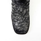 Connor Platinum Pirarucu Fish Boots (Diamond) - Newspaper - Square Toe - Gomez Western Wear