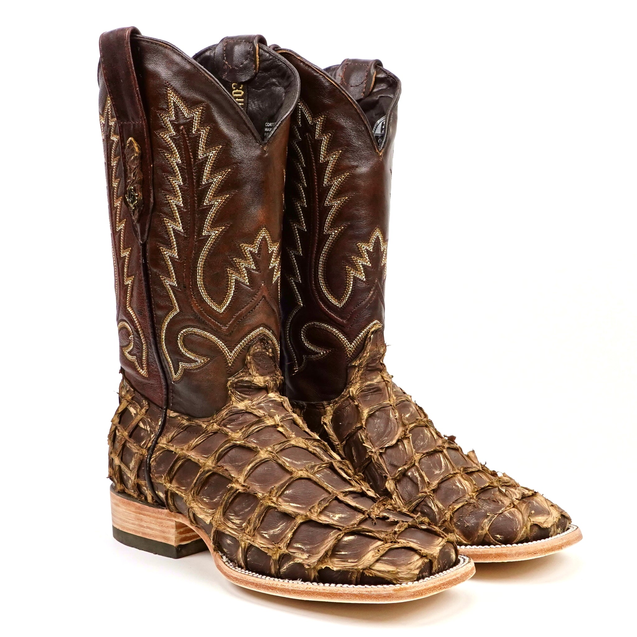 Connor Pirarucu Fish Boots - White Matte - Square Toe (PZ60)