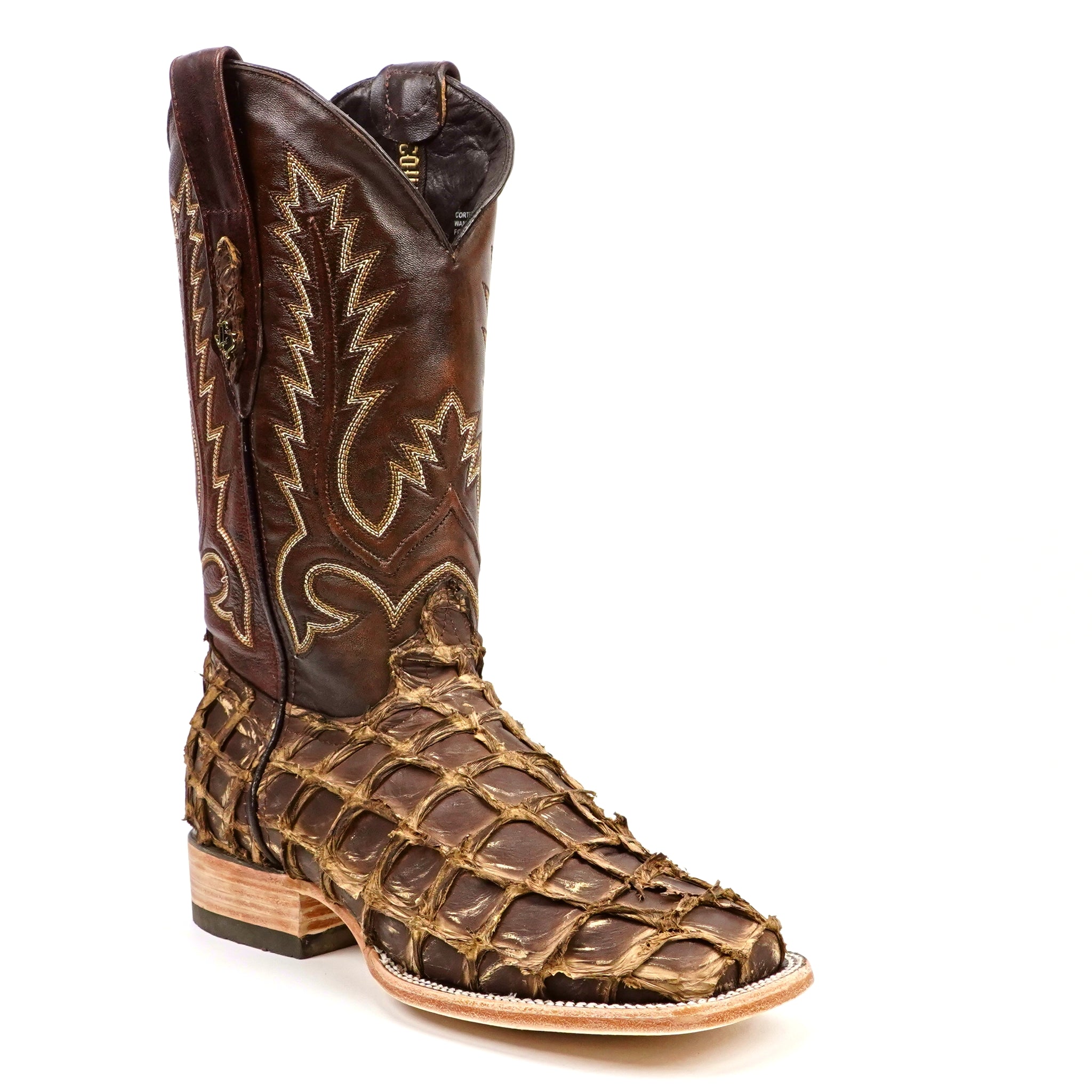 Connor Pirarucu Fish Boots - White Matte - Square Toe (PZ60)