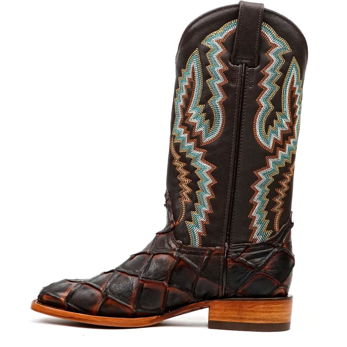 Copper Pirarucu Fish Boots - Embossed Leather - Square Toe (E962) - Gomez Western Wear