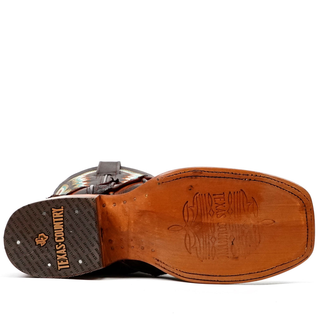 Copper Pirarucu Fish Boots - Embossed Leather - Square Toe (E962) - Gomez Western Wear