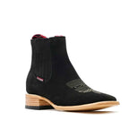 Cowboy Style Nubuck Black Ankle Boots - Square Toe (E1200) - Gomez Western Wear
