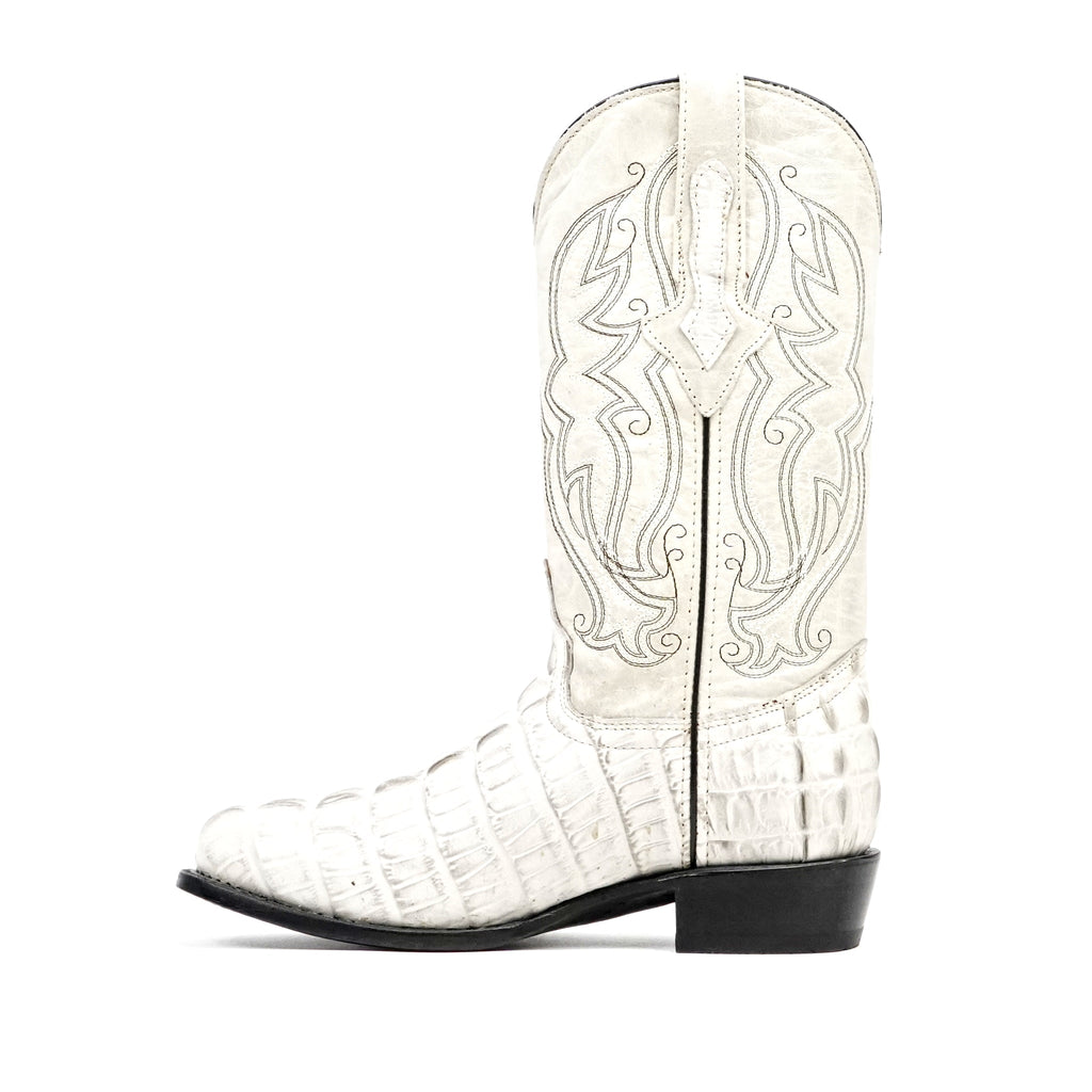 Crocodile Tail Bone Boots - Embossed Leather - Round Toe (E437) - Gomez Western Wear