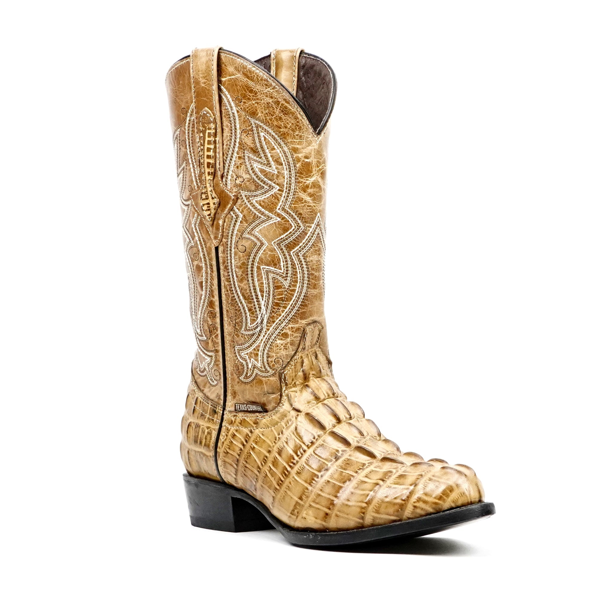 Crocodile Tail Orix Boots - Embossed Leather - Round Toe (E437