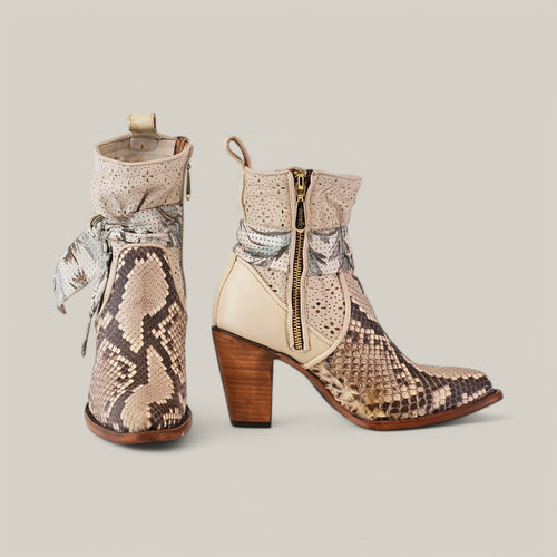 Plunge Natural Python Zipper & Cut Out - Round Toe - CU570