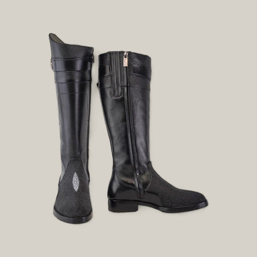 Black Stingray Zipper - Round Toe - FC637