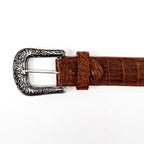 Exotic Full Quilt Caiman Belt - Brandy (C-028) - Gomez Western Wear