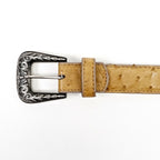 Exotic Full Quilt Ostrich Belt - Fawn (C-028) - Gomez Western Wear