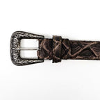 Exotic Full Quilt Pirarucu Belt - Eclipse Brown (C-028) - Gomez Western Wear