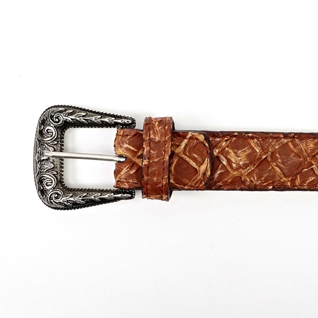 Exotic Full Quilt Pirarucu Belt - Pecan (C-028) - Gomez Western Wear