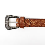 Exotic Full Quilt Pirarucu Belt - Pecan (C-028) - Gomez Western Wear