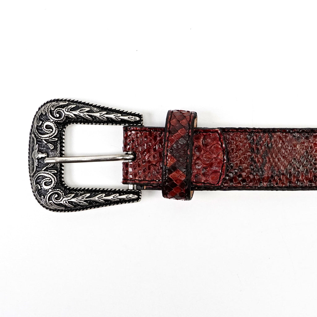 Exotic Full Quilt Python Belt - Red (C-028) - Gomez Western Wear