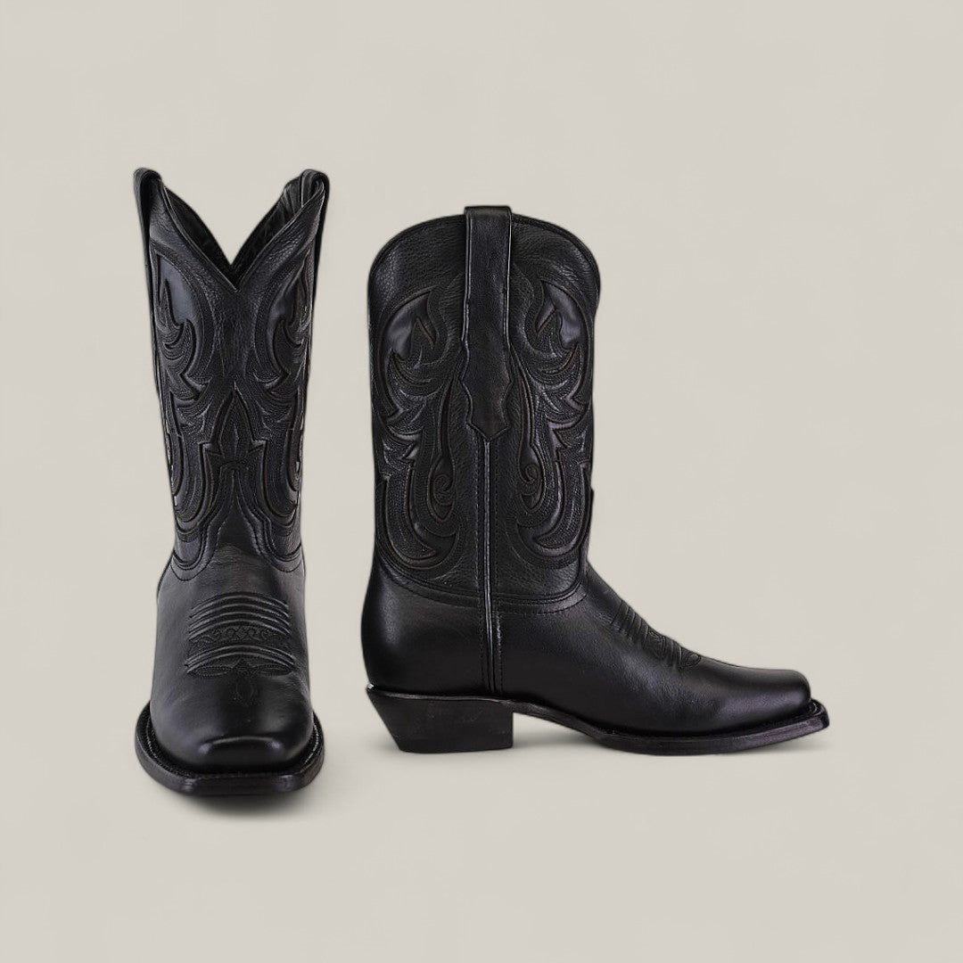 Grizly Black Short Shaft Boots - Narrow Square Toe (E721) - Gomez
