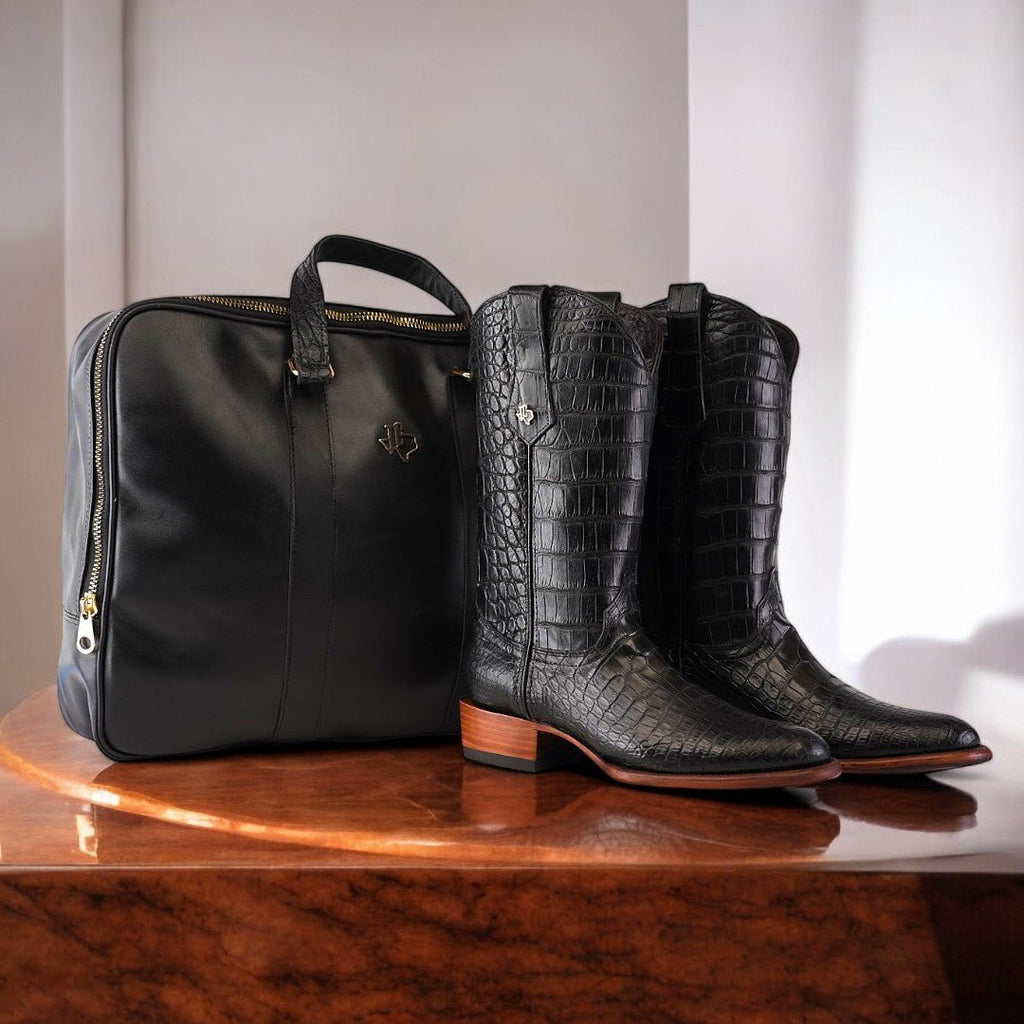 James Full Alligator Boots - Black - Round Toe (FU220) - Gomez Western Wear