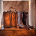 James Full Alligator Boots - Brown - Round Toe (FU220) - Gomez Western Wear