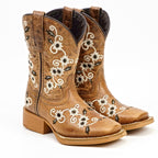 Kids Cowboy Boots - Brown - Square Toe (TCK018) - Gomez Western Wear