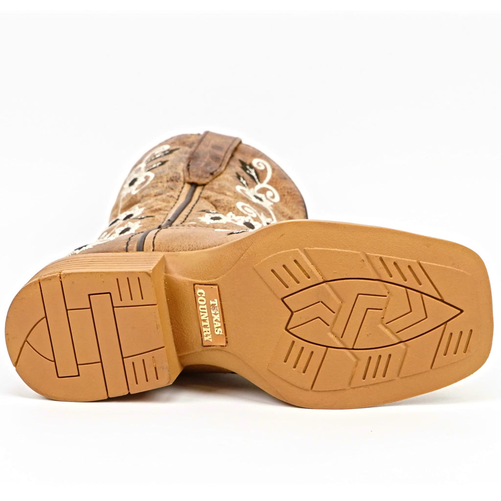 Kids Cowboy Boots - Brown - Square Toe (TCK018) - Gomez Western Wear